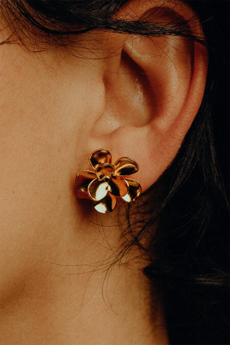 Boucle d’oreille dorée artisanale Les Aubépines Limoges