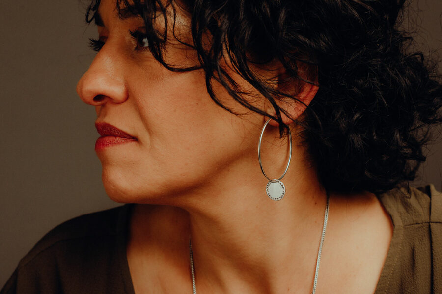 Boucle d’oreille argentée fabriquée artisanalement Les Aubépines Limoges
