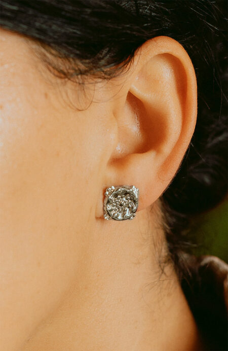 Boucle d’oreille fantaisie argentée fait main les Aubépines Limoges