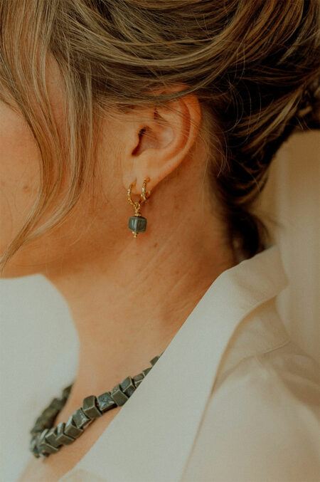 boucles d'oreilles avec porcelaine bijou artisanal fabriqué à Limoges Les Aubépines