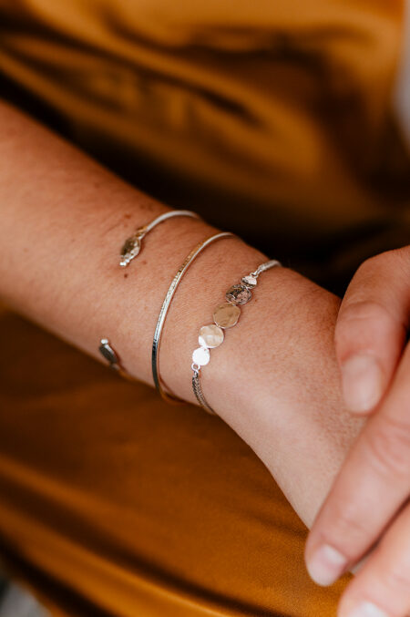 Bracelet type gourmette ajustable argenté artisanale Les Aubépines Limoges