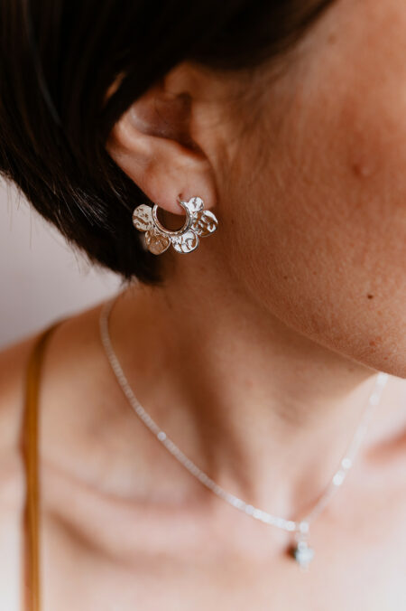 Boucles d'oreilles de créateur argentées Les Aubépines Limoges