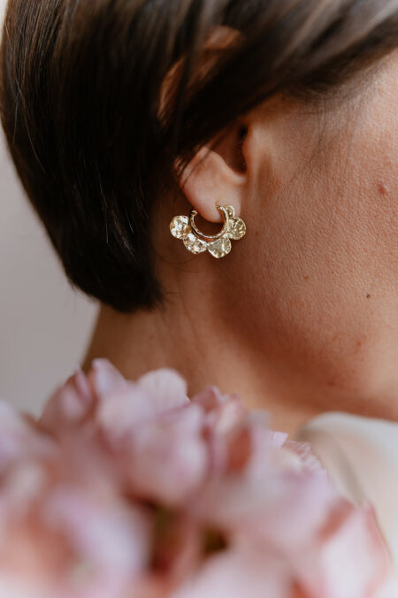 Boucles d'oreilles de créateur dorées Les Aubépines Limoges
