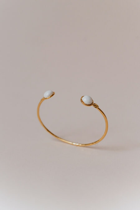 Bracelet jonc doré et porcelaine fabriqué artisanalement à Limoges Les Aubépines