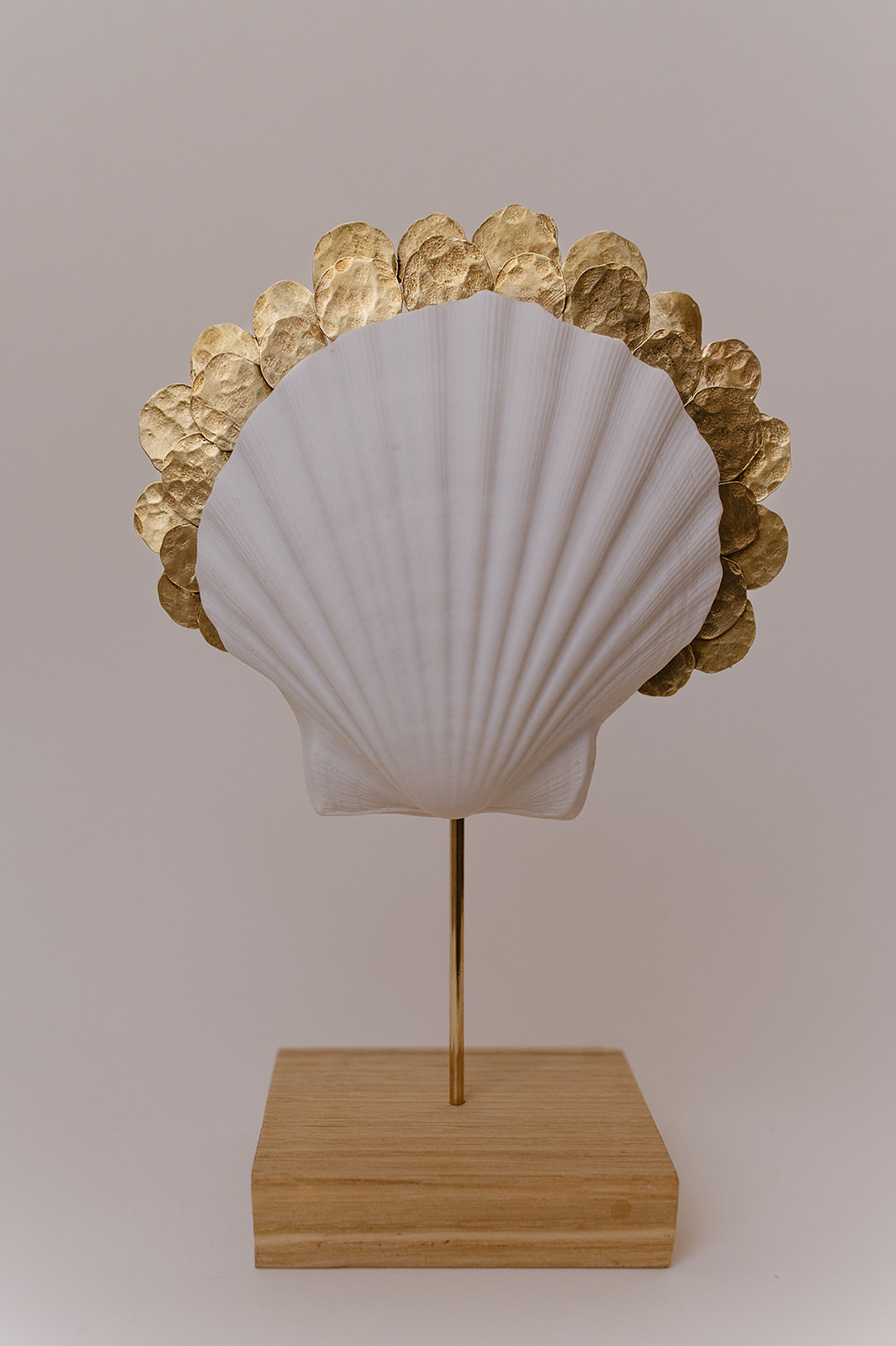 Sculpture porcelaine et laiton d'un coquillage type coquille saint jacques faite à la main par les Aubépines